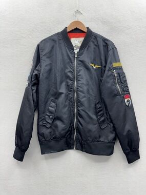 Asstseries Aviator Men’s Large Bomber Army Airborne Black With Patches Jacket
